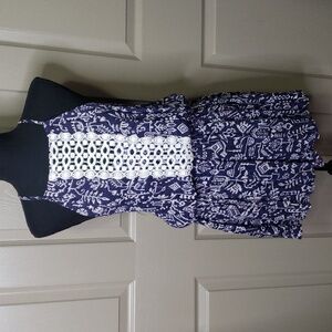 NWT Angie blue boho lace floral print rayon jumper size large